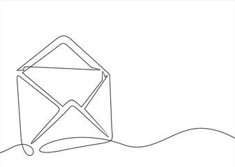 envelope with message.Continuous line drawing