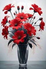 A beautiful arrangement of red flowers. 