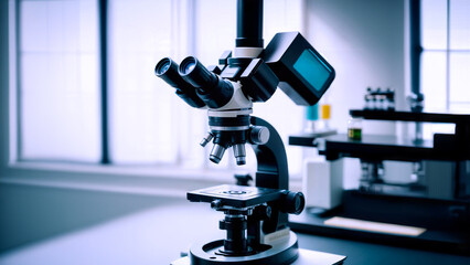 Microscopes on the table in the laboratory. Medical laboratory for the study of analyzes.
