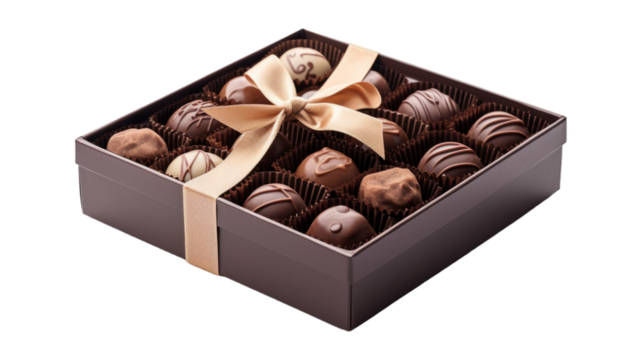 chocolate box isolated on transparent png background. Generative ai