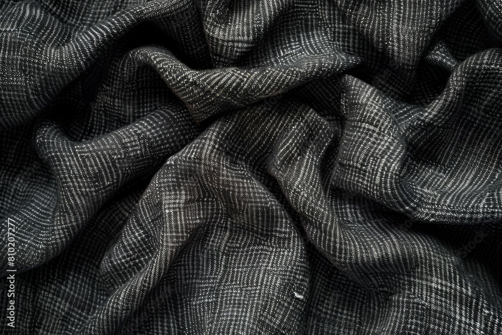 Poster a black and white fabric with a pattern of lines and dots