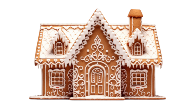 gingerbread house isolated on transparent png background. Generative ai - Powered by Adobe