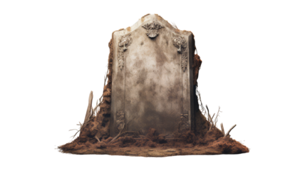Gravestone isolated on transparent png background. Generative ai