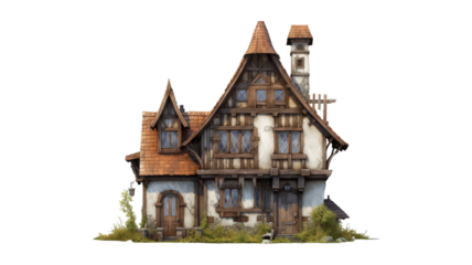 House isolated on transparent png background. Generative ai