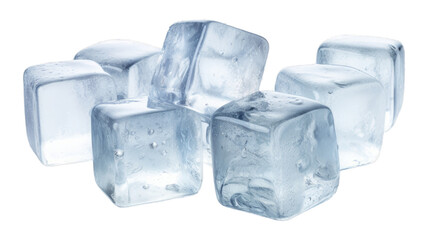 Ice Cubes isolated on transparent png background. Generative ai