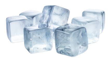 Ice Cubes isolated on transparent png background. Generative ai