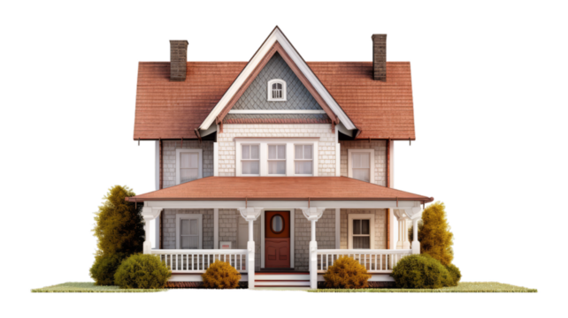 House isolated on transparent png background. Generative ai