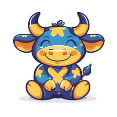 Obraz premium vector stylized cow sitting minimalism on a white background. Generative AI