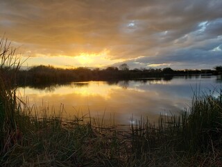 Sunset over the lake
