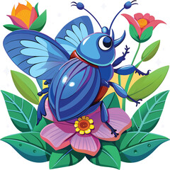 Colorful Beetle bug vector illustration. Insect vector art