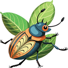 Colorful Beetle bug vector illustration. Insect vector art