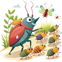 Colorful Beetle bug vector illustration. Insect vector art