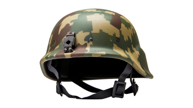 Military Helmet isolated on transparent png background. Generative ai