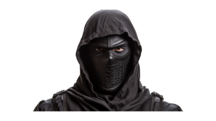 Ninja Mask isolated on transparent png background. Generative ai