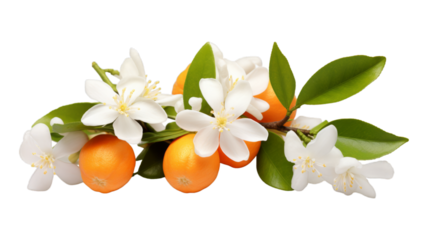 Orange Blossom isolated on transparent png background. Generative ai