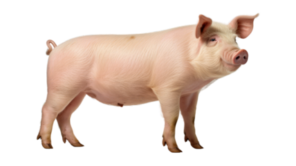 pig isolated on transparent png background. Generative ai