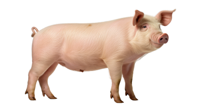 pig isolated on transparent png background. Generative ai
