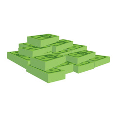 Stack of money isolated on transparent white background, with customizable vector or EPS files.