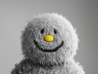 A furry monster with big eyes and a wide smile. The fairy tale character is handmade. Illustration for varied design.