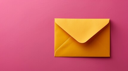 A simple yet striking image with a bold yellow envelope laid against a vibrant pink surface ,...