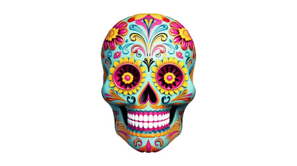 Sugar Skull isolated on transparent png background. Generative ai