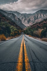 empty road with mountains in the background  Generative AI