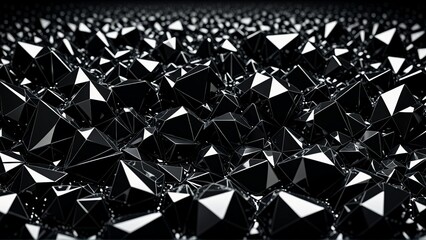AI generated illustration of black and white 3d background of shiny black cubes