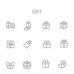 set of gifts box line vector icons , gift vector design 