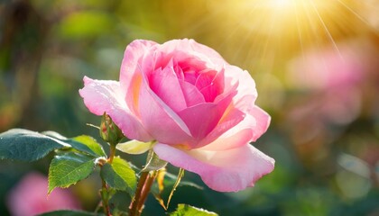 pink rose blossom in sunshine