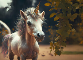 portrait of  Unicorn baby. Digital artwork. Ai generated