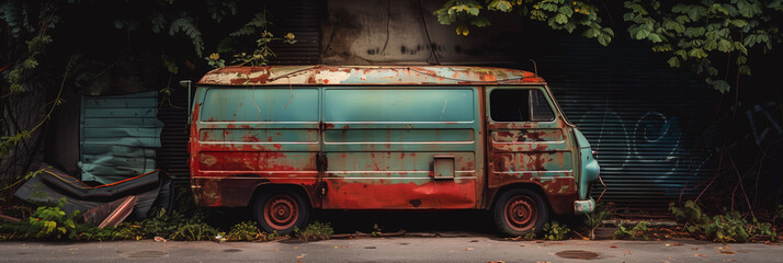 Vintage abandoned van