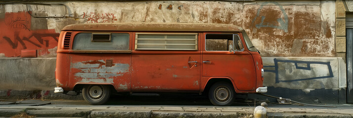 Vintage abandoned van - Powered by Adobe
