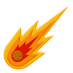 Meteor with trail of fire. Celestial object. Flying in sky. Cartoon flat illustration. Comet with tail. Dangerous space object. Big asteroid. Stars and astronomy © Gandong