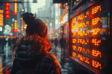 Fototapeta premium A speculative frenzy driven by hype, media coverage, and fear of missing out (FOMO) among retail and institutional investors. Concept of speculative fervor. Generative Ai.