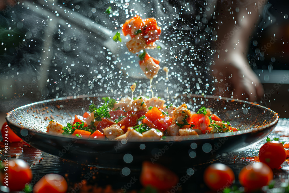 Poster cook and experiment with new recipes to discover flavors and culinary techniques from around the wor