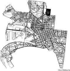 Obraz premium Street map of City of Melbourne in Australia in black and white with title