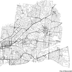 Fototapeta premium Street map of City of Maroondah in Australia in black and white with title