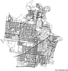 Street map of City of Maribyrnong in Australia in black and white with title