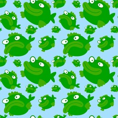 Cartoon sea animals seamless fish pattern for wrapping paper and fabrics