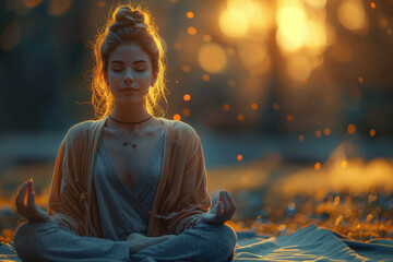 Practice mindfulness-based activities such as yoga, tai chi, or deep breathing exercises to reduce stress and promote relaxation. Concept of mindfulness practice. Generative Ai.