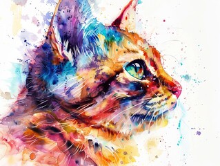 Enhance your collection with the timeless charm of a beautiful cat watercolor illustration. Its vibrant colors and intricate details capture the essence of this adorable feline