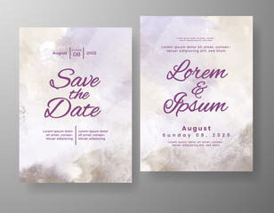 Wedding invitation with abstract watercolor background