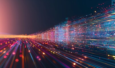 Fototapeta premium Dive into the realm of digital connectivity with an abstract technology background featuring dynamic speed lines symbolizing data transfer.