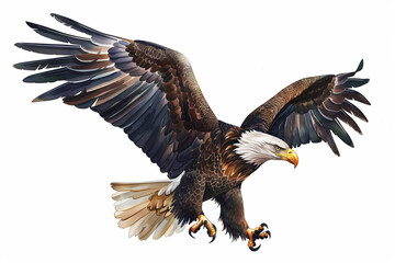 Majestic Bald Eagle Flying With Wings Spread