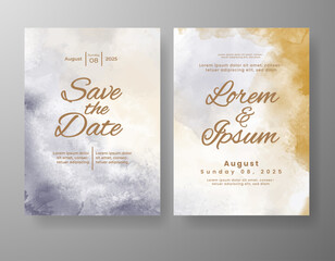 Wedding invitation with abstract watercolor background