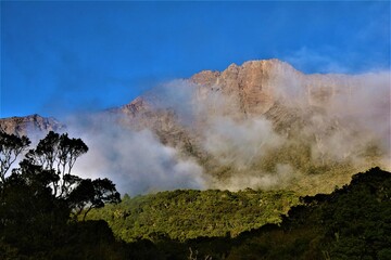 The ridge and summit of Mount Meru, a dormant stratovolcano and the second highest mountain (4562...