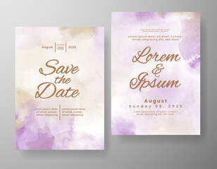 Wedding invitation with abstract watercolor background