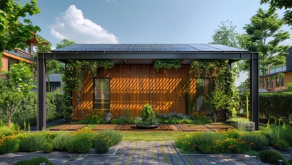 Experiment with different angles to showcase the innovative design of the solar panel fence from various perspectives.