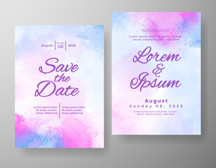 Wedding invitation with abstract watercolor background