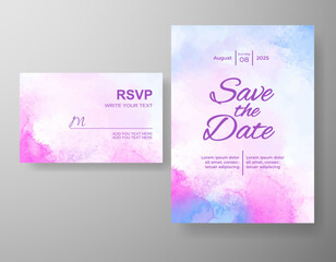Wedding invitation with abstract watercolor background